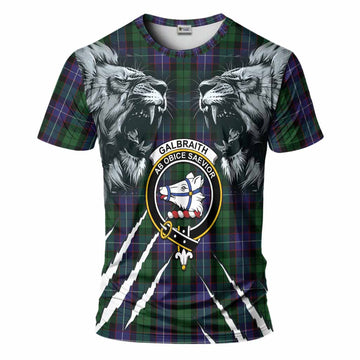 Galbraith Tartan Crest T-Shirt Ferocious Lion Style