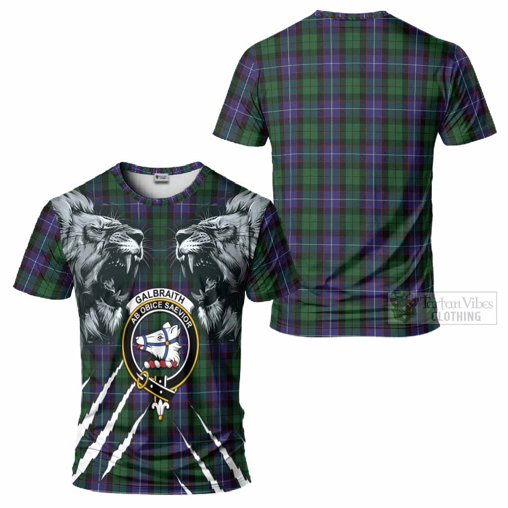 Galbraith Tartan Crest T-Shirt Ferocious Lion Style