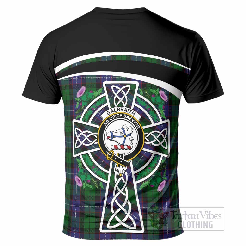 Galbraith Tartan Crest T-Shirt Scottish Thistle Celtic Cross Alba Gu Brath