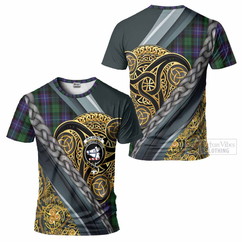 Galbraith Tartan Crest T-Shirt Scottish Triskele Celtic