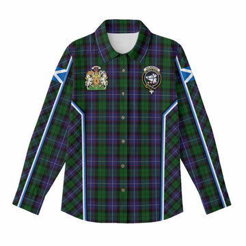 Galbraith Tartan Crest Women Casual Shirt Scotland Coat of Arm Flag Style - Tartan Vibes Clothing