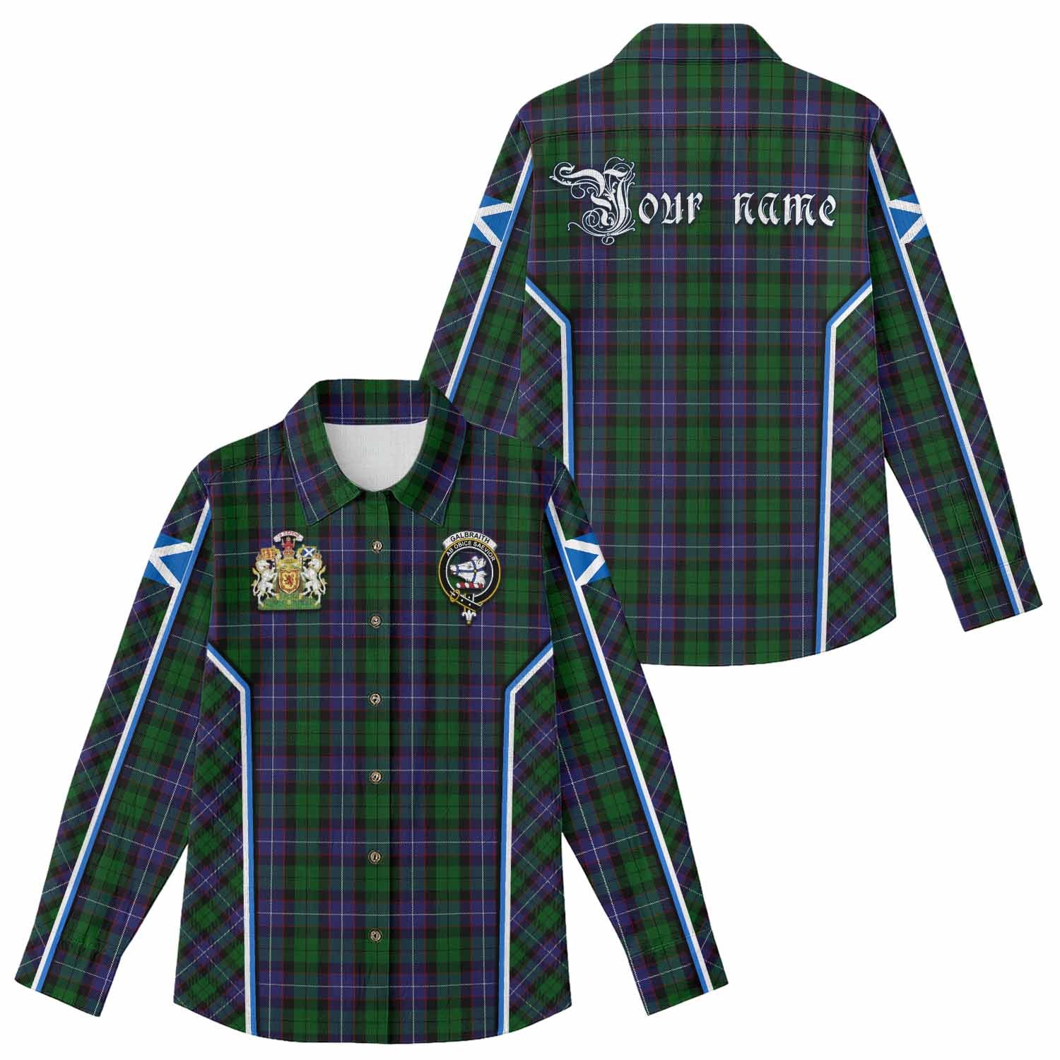 Galbraith Tartan Crest Women Casual Shirt Scotland Coat of Arm Flag Style - Tartan Vibes Clothing