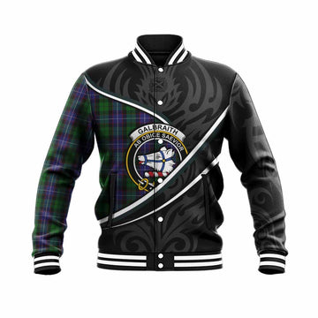 Galbraith Tartan Family Crest Baseball Jacket Celtic Scottish Thistle Floral - Tartan Vibes Clothing