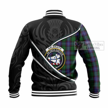 Galbraith Tartan Family Crest Baseball Jacket Celtic Scottish Thistle Floral - Tartan Vibes Clothing