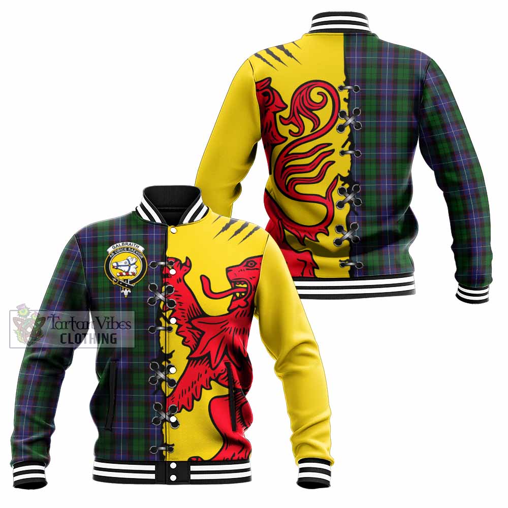 Galbraith Tartan Family Crest Baseball Jacket Lion Rampant Honor - Tartan Vibes Clothing