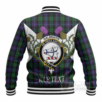 Galbraith Tartan Family Crest Baseball Jacket Scottish Burns Night Thistle Floral