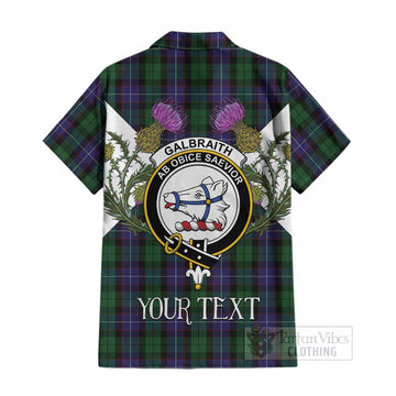 Galbraith Tartan Family Crest Cotton Hawaiian Shirt Scottish Burns Night Thistle Floral