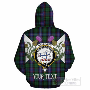 Galbraith Tartan Family Crest Cotton Hoodie Scottish Burns Night Thistle Floral