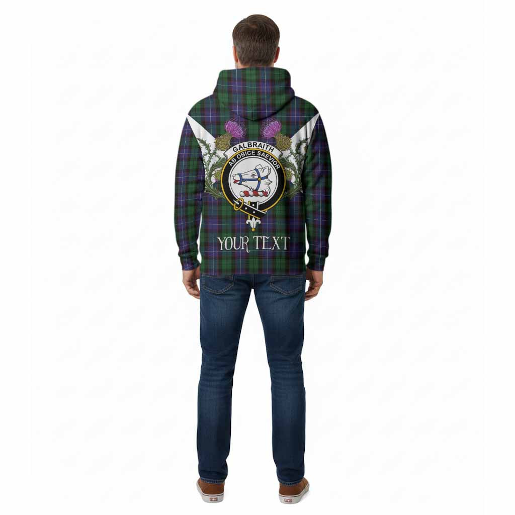 Galbraith Tartan Family Crest Cotton Hoodie Scottish Burns Night Thistle Floral