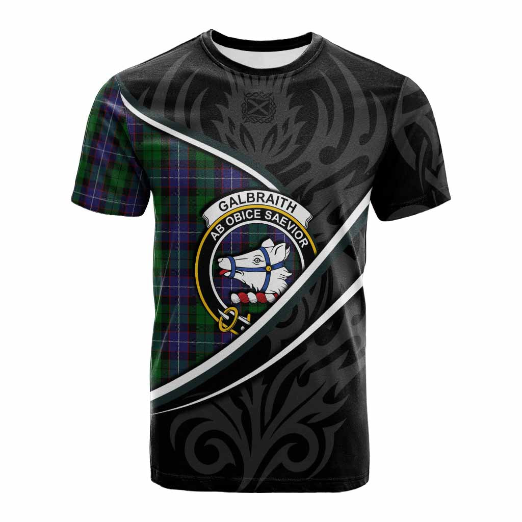 Galbraith Tartan Family Crest Cotton T-shirt Celtic Scottish Thistle Floral - Tartan Vibes Clothing
