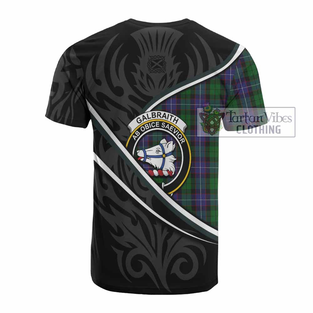 Galbraith Tartan Family Crest Cotton T-shirt Celtic Scottish Thistle Floral - Tartan Vibes Clothing