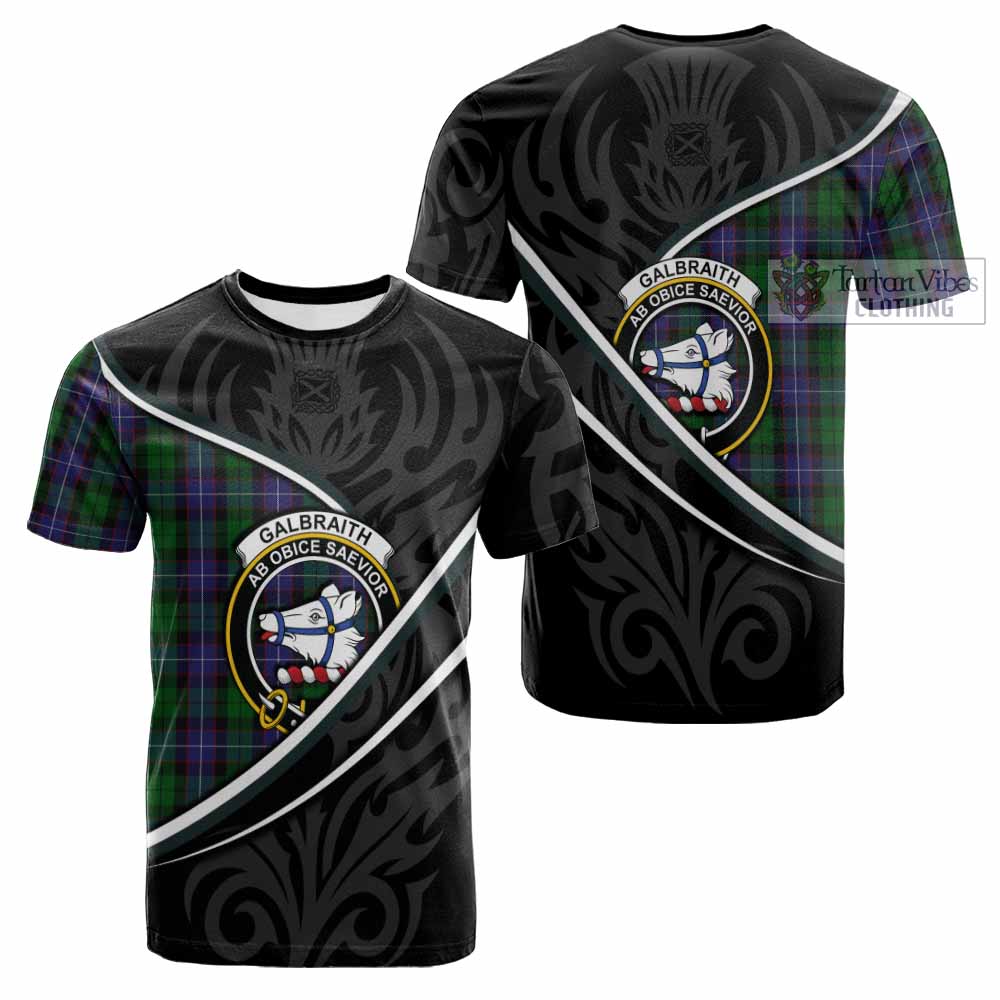 Galbraith Tartan Family Crest Cotton T-shirt Celtic Scottish Thistle Floral - Tartan Vibes Clothing