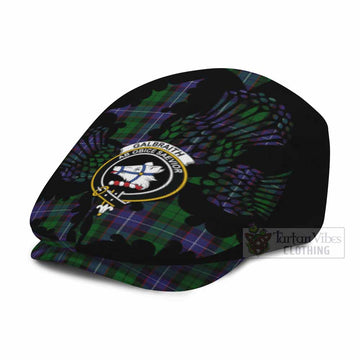 Galbraith Tartan Family Crest Flat Cap, Jeff Cap Scotland Thistle Floral