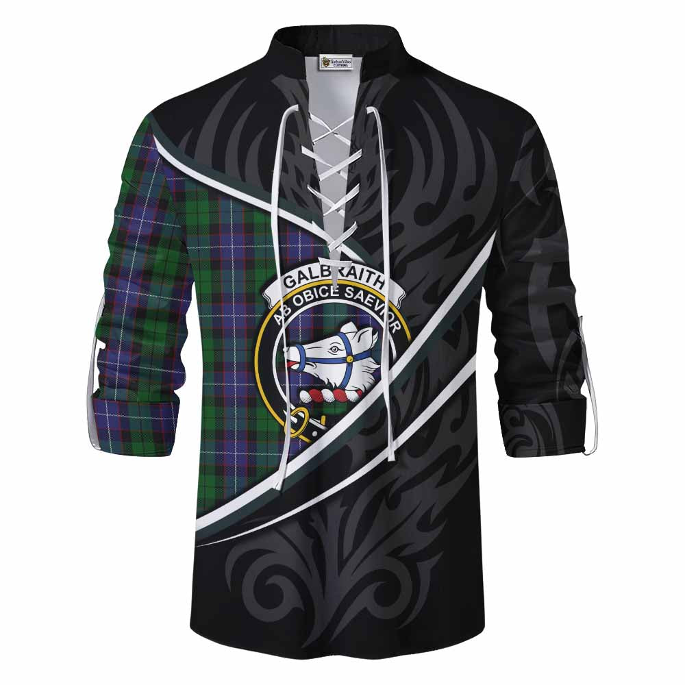 Galbraith Tartan Family Crest Ghillie Kilt Shirt Celtic Scottish Thistle Floral - Tartan Vibes Clothing