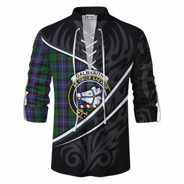 Galbraith Tartan Family Crest Ghillie Kilt Shirt Celtic Scottish Thistle Floral