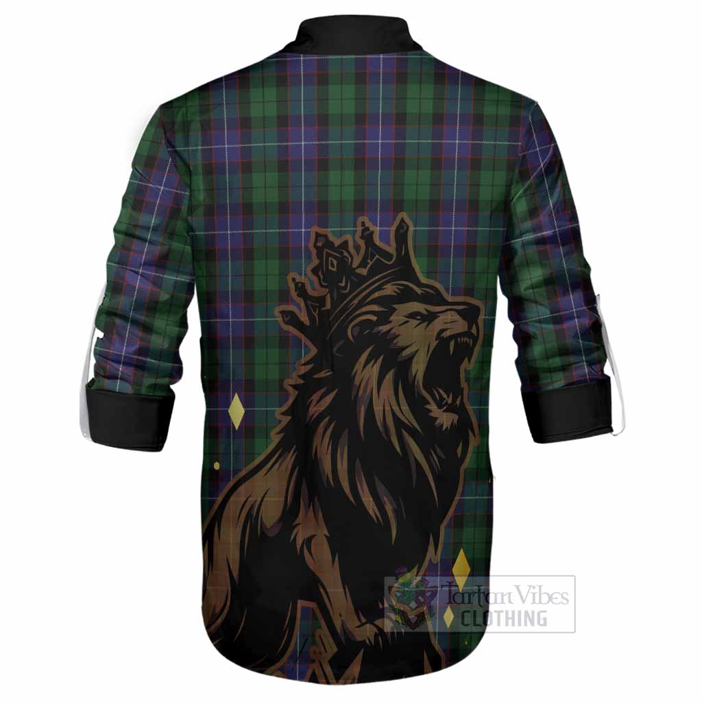 Galbraith Tartan Family Crest Ghillie Shirt Crowned Lion Roaring
