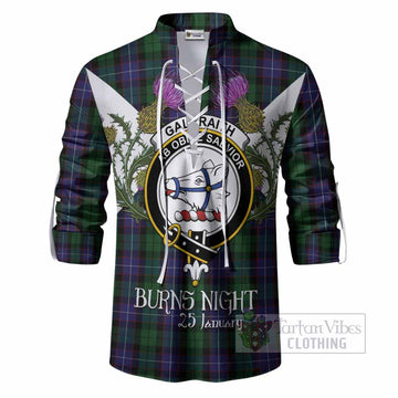 Galbraith Tartan Family Crest Ghillie Shirt Scottish Burns Night Thistle Floral