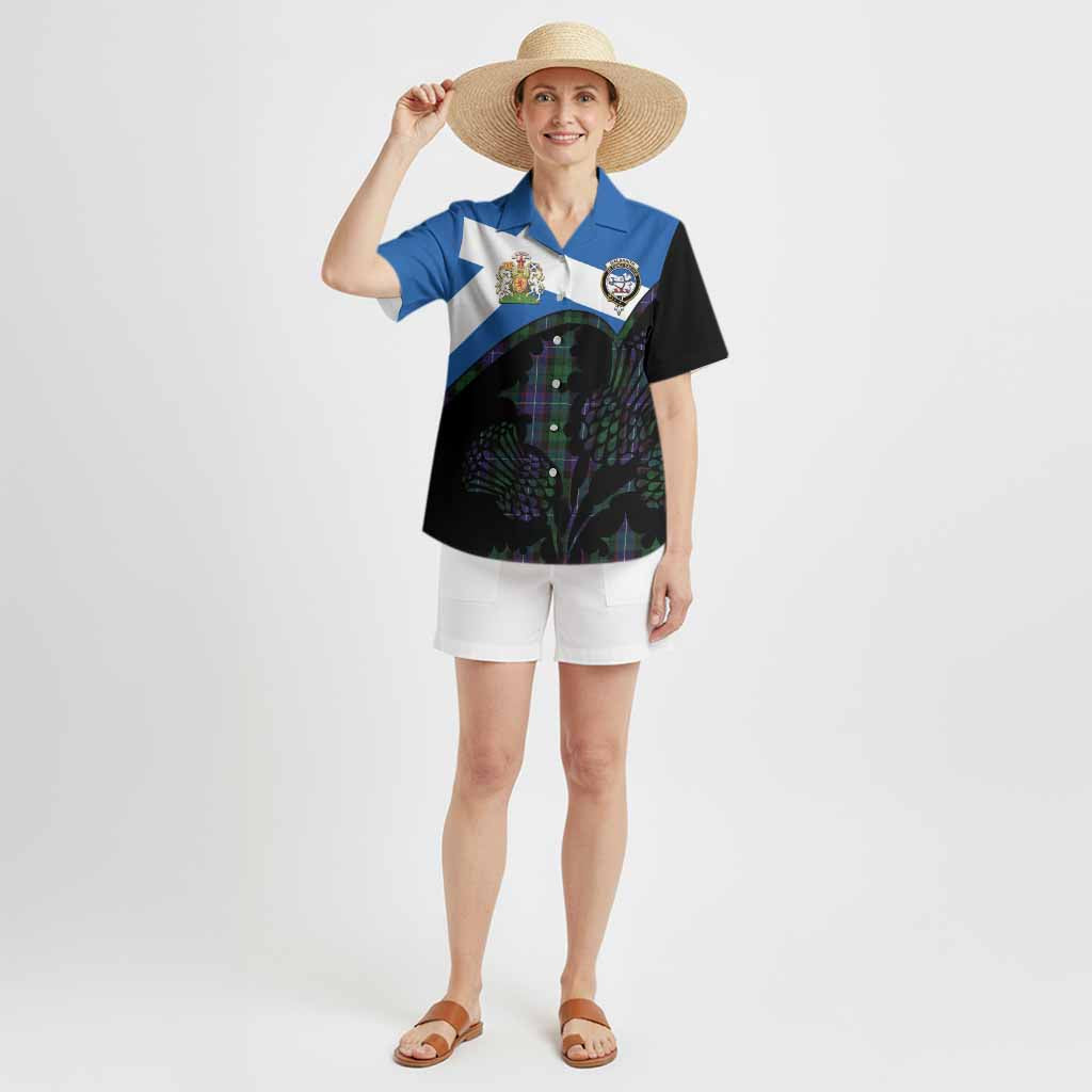 Galbraith Tartan Family Crest Hawaiian Shirt Scotland Thistle Floral Flag Style