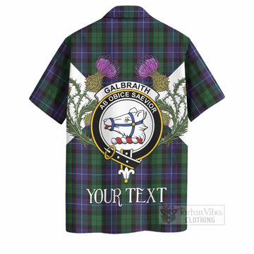 Galbraith Tartan Family Crest Hawaiian Shirt Scottish Burns Night Thistle Floral
