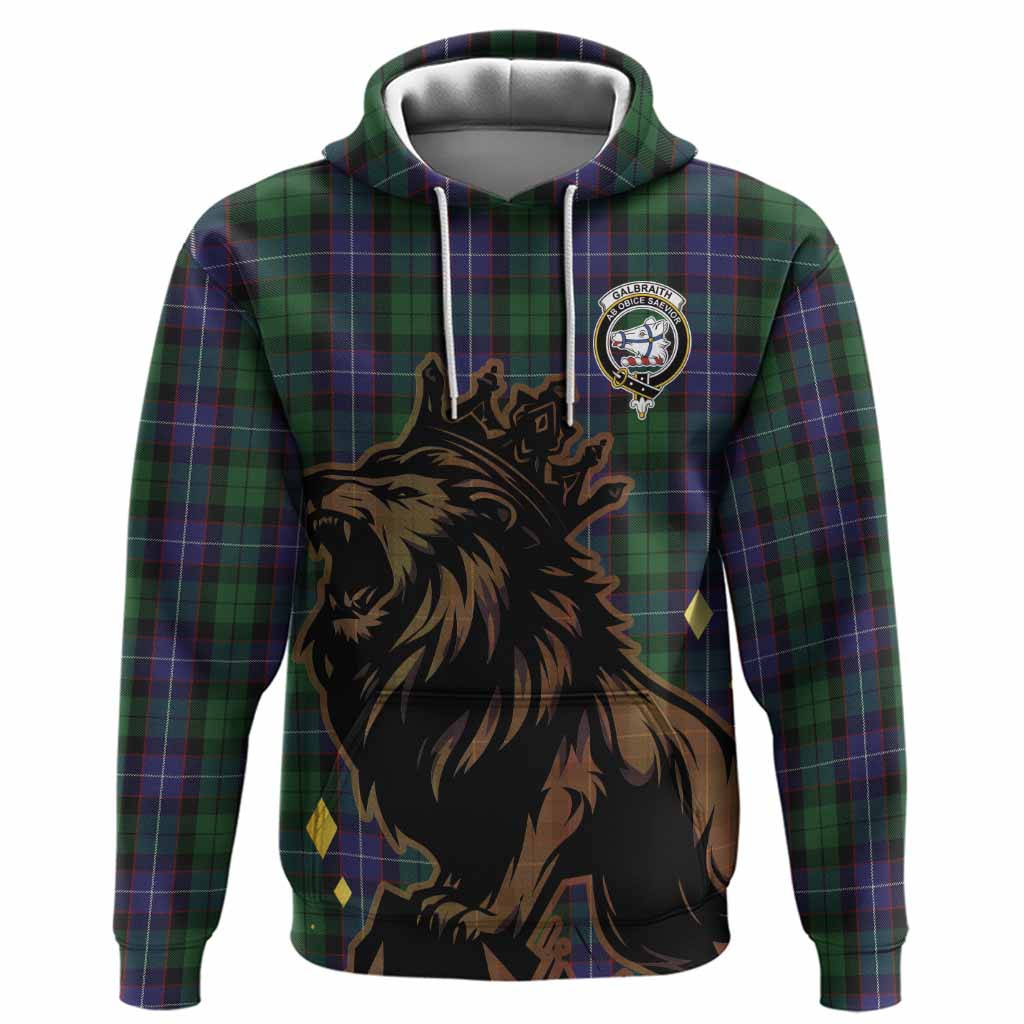 Galbraith Tartan Family Crest Hoodie Crowned Lion Roaring