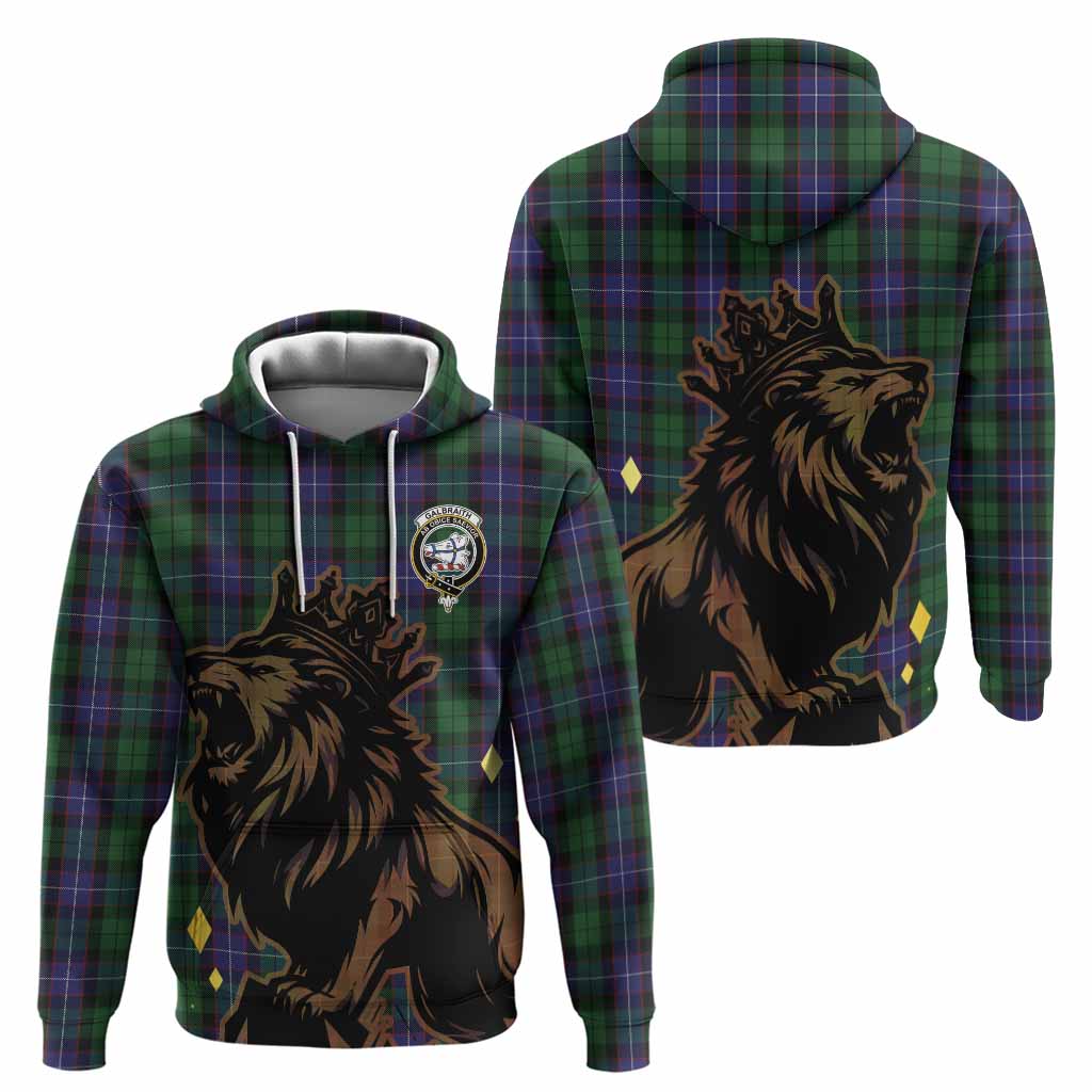 Galbraith Tartan Family Crest Hoodie Crowned Lion Roaring