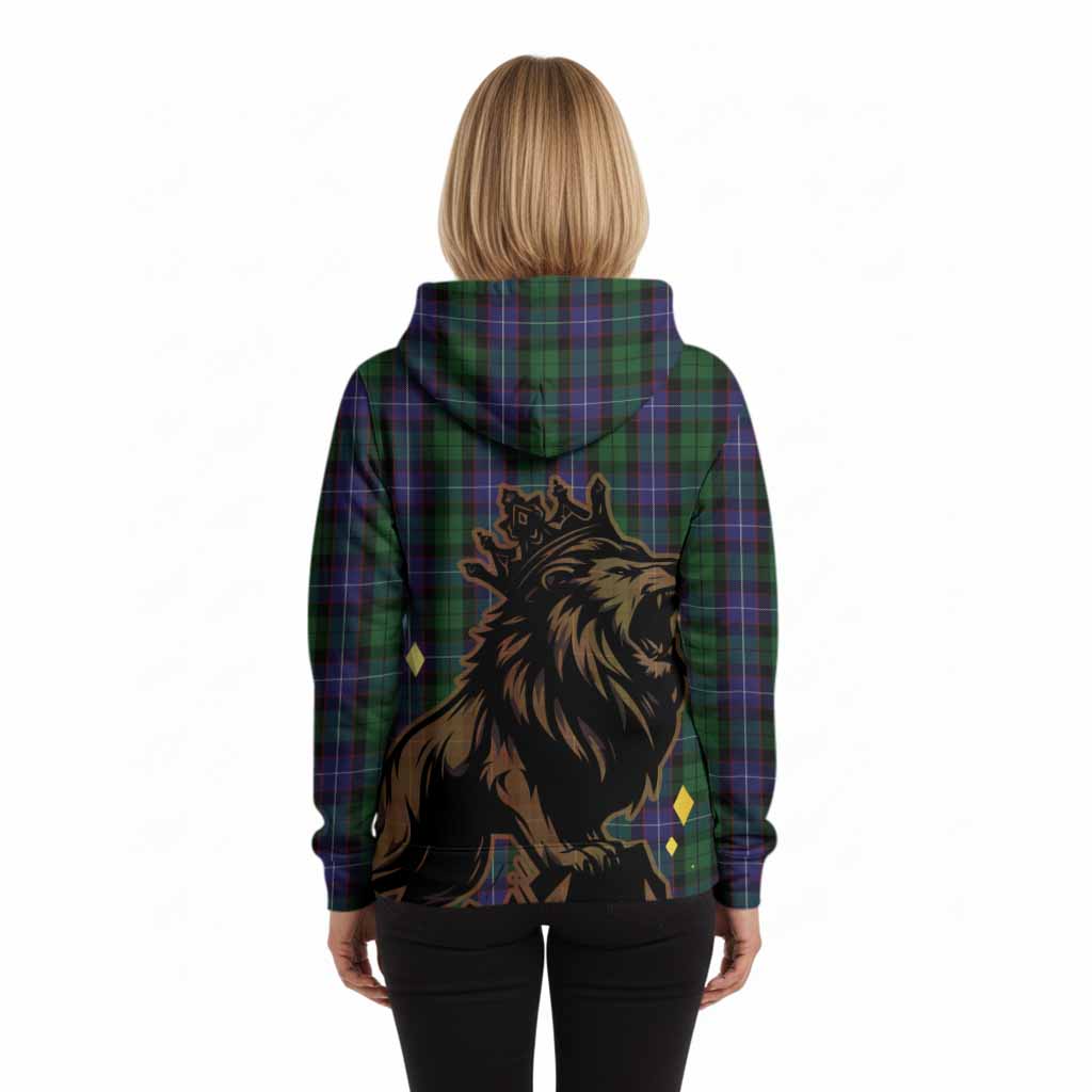 Galbraith Tartan Family Crest Hoodie Crowned Lion Roaring