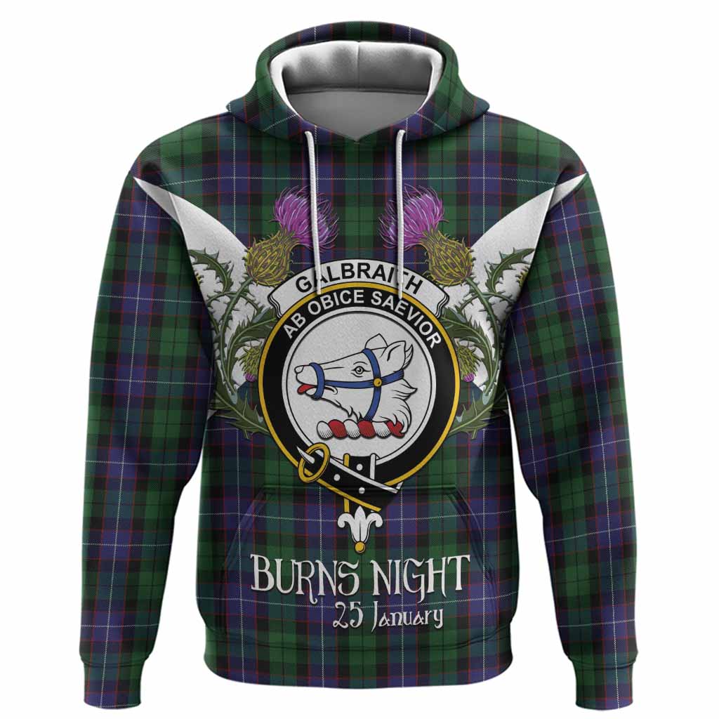 Galbraith Tartan Family Crest Hoodie Scottish Burns Night Thistle Floral