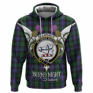 Galbraith Tartan Family Crest Hoodie Scottish Burns Night Thistle Floral