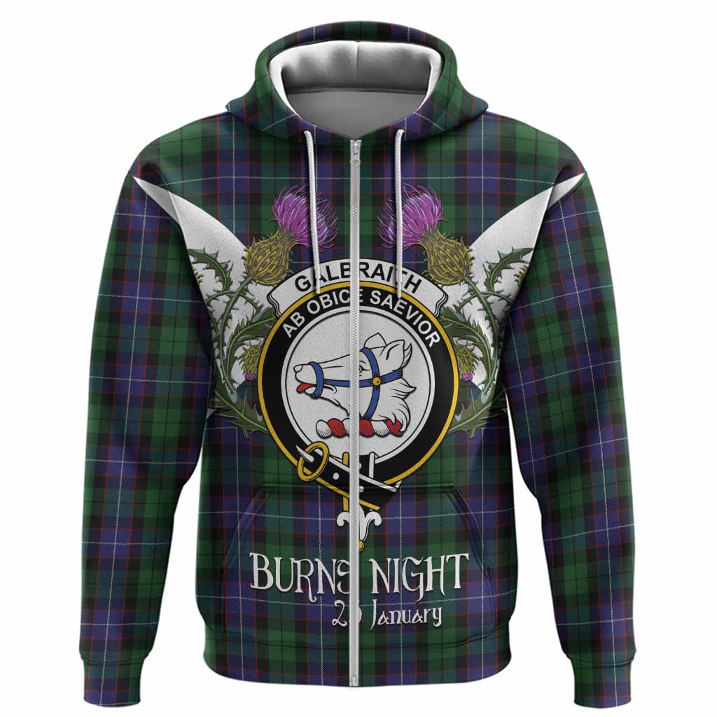 Galbraith Tartan Family Crest Hoodie Scottish Burns Night Thistle Floral