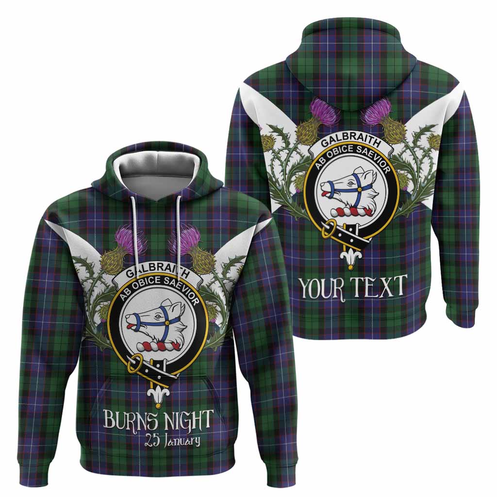 Galbraith Tartan Family Crest Hoodie Scottish Burns Night Thistle Floral