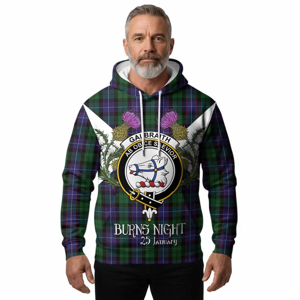 Galbraith Tartan Family Crest Hoodie Scottish Burns Night Thistle Floral