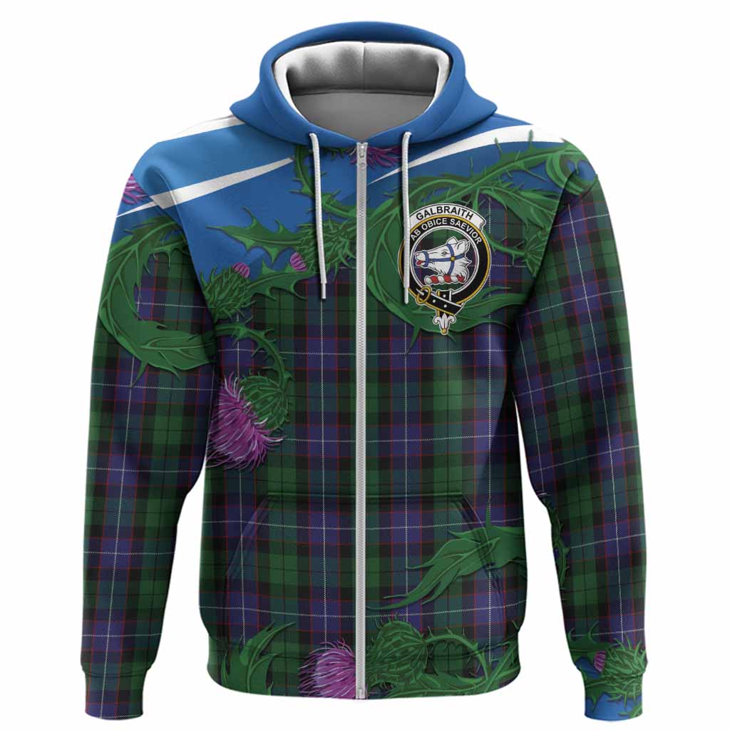 Galbraith Tartan Family Crest Hoodie Thistle in Minimalism