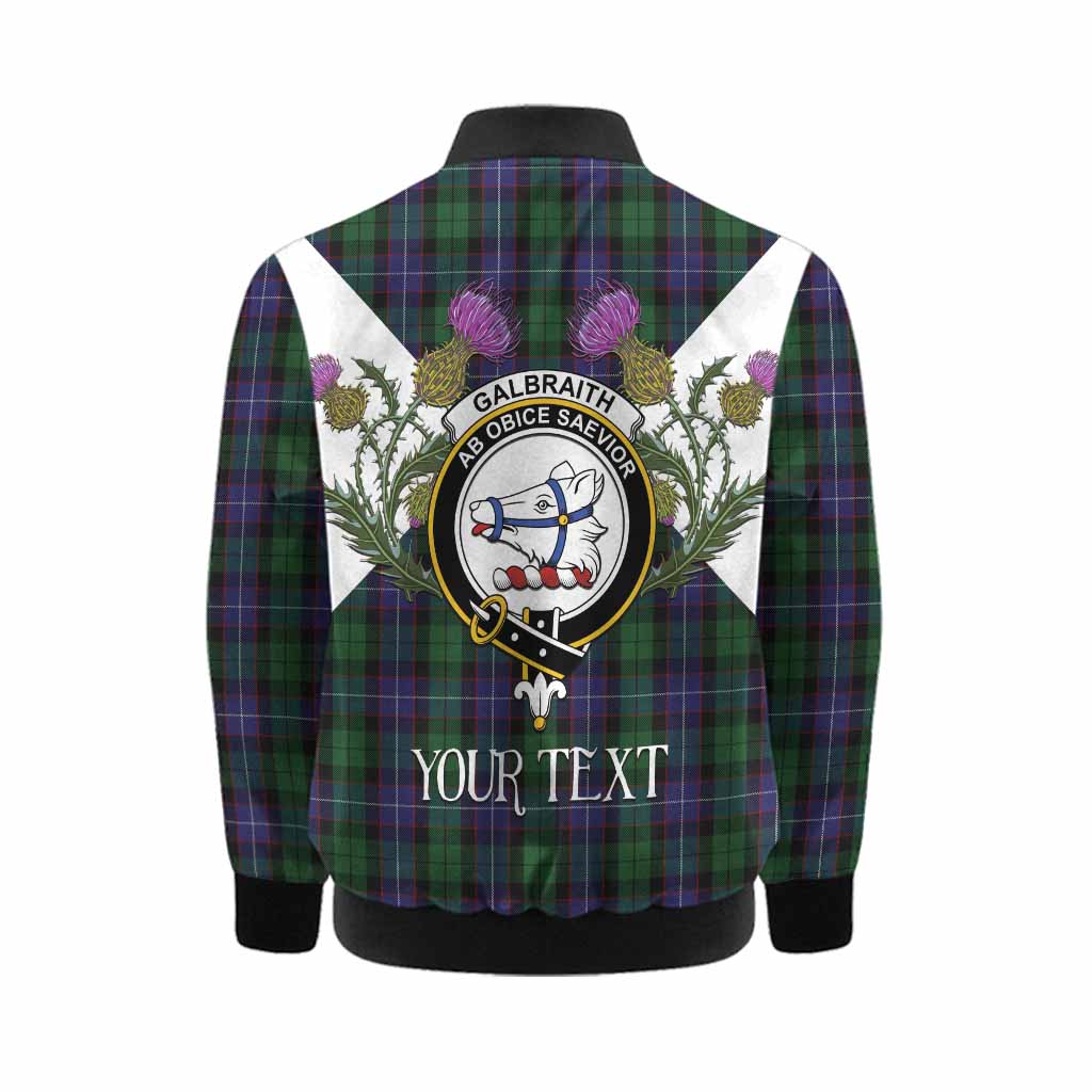 Galbraith Tartan Family Crest Kid Bomber Jacket Scottish Burns Night Thistle Floral
