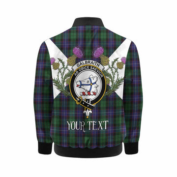 Galbraith Tartan Family Crest Kid Bomber Jacket Scottish Burns Night Thistle Floral