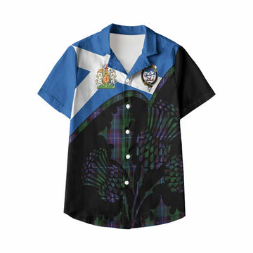 Galbraith Tartan Family Crest Kid Hawaiian Shirt Scotland Thistle Floral Flag Style