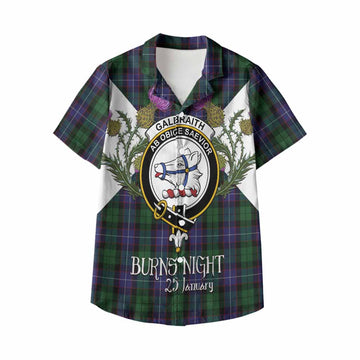 Galbraith Tartan Family Crest Kid Hawaiian Shirt Scottish Burns Night Thistle Floral