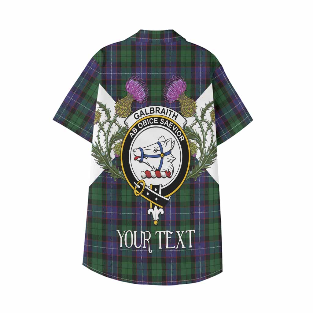 Galbraith Tartan Family Crest Kid Hawaiian Shirt Scottish Burns Night Thistle Floral
