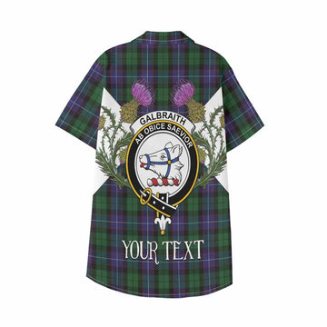 Galbraith Tartan Family Crest Kid Hawaiian Shirt Scottish Burns Night Thistle Floral