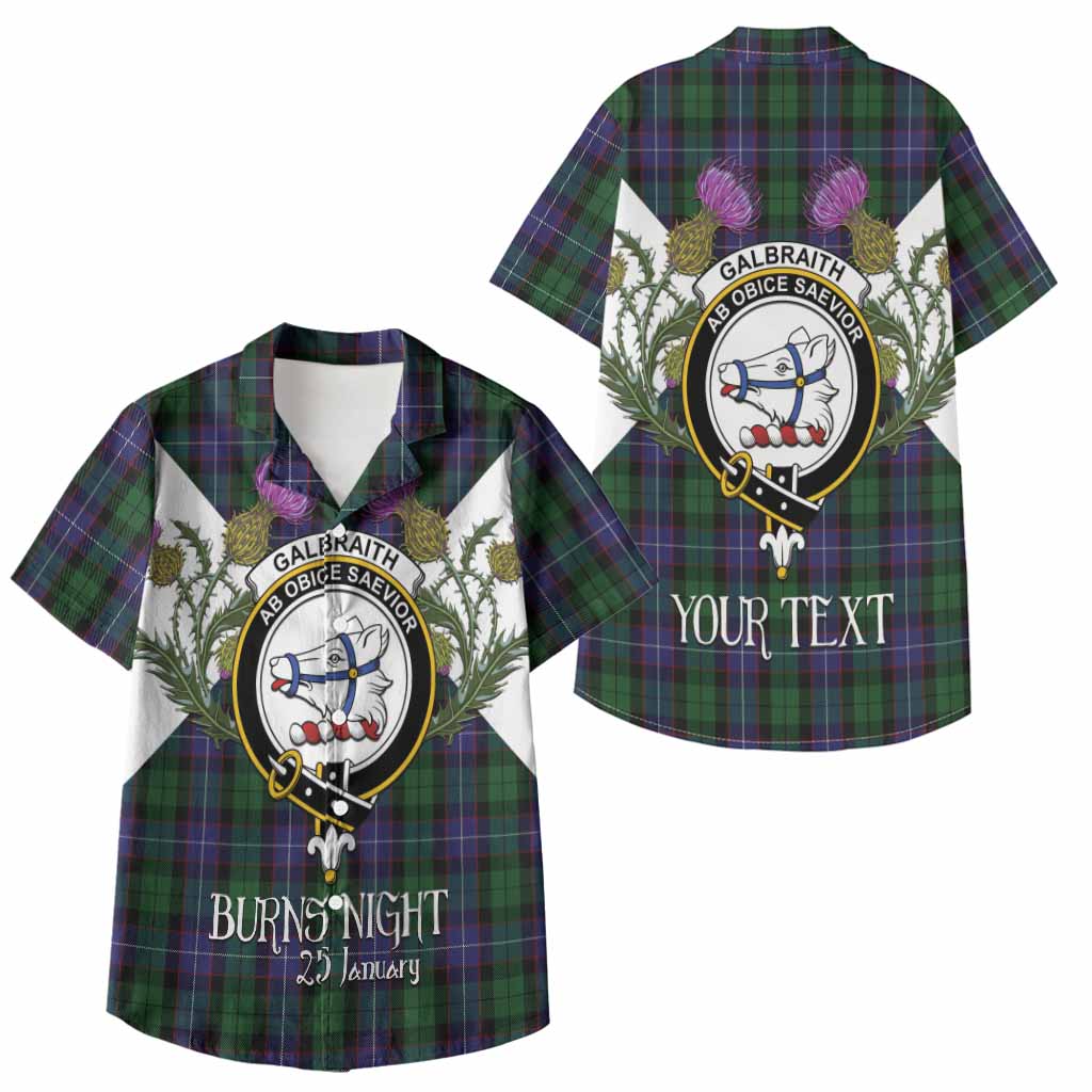 Galbraith Tartan Family Crest Kid Hawaiian Shirt Scottish Burns Night Thistle Floral