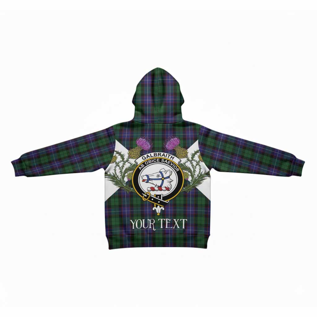 Galbraith Tartan Family Crest Kid Hoodie Scottish Burns Night Thistle Floral