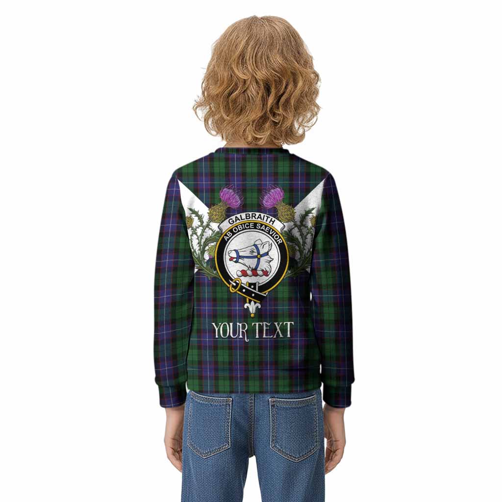 Galbraith Tartan Family Crest Kid Knitted Sweatshirt Scottish Burns Night Thistle Floral
