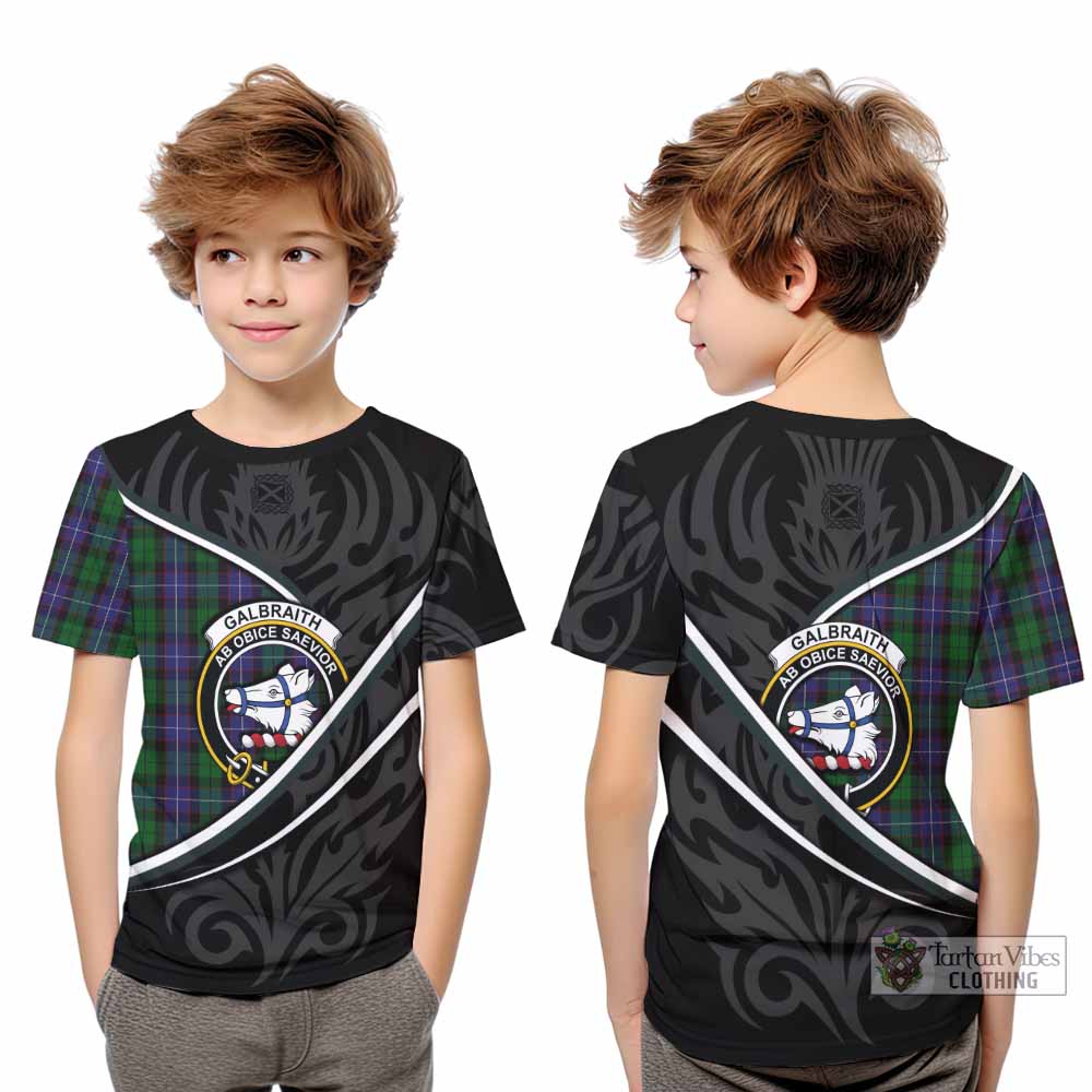 Galbraith Tartan Family Crest Kid T-shirt Celtic Scottish Thistle Floral - Tartan Vibes Clothing