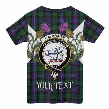 Galbraith Tartan Family Crest Kid T-shirt Scottish Burns Night Thistle Floral