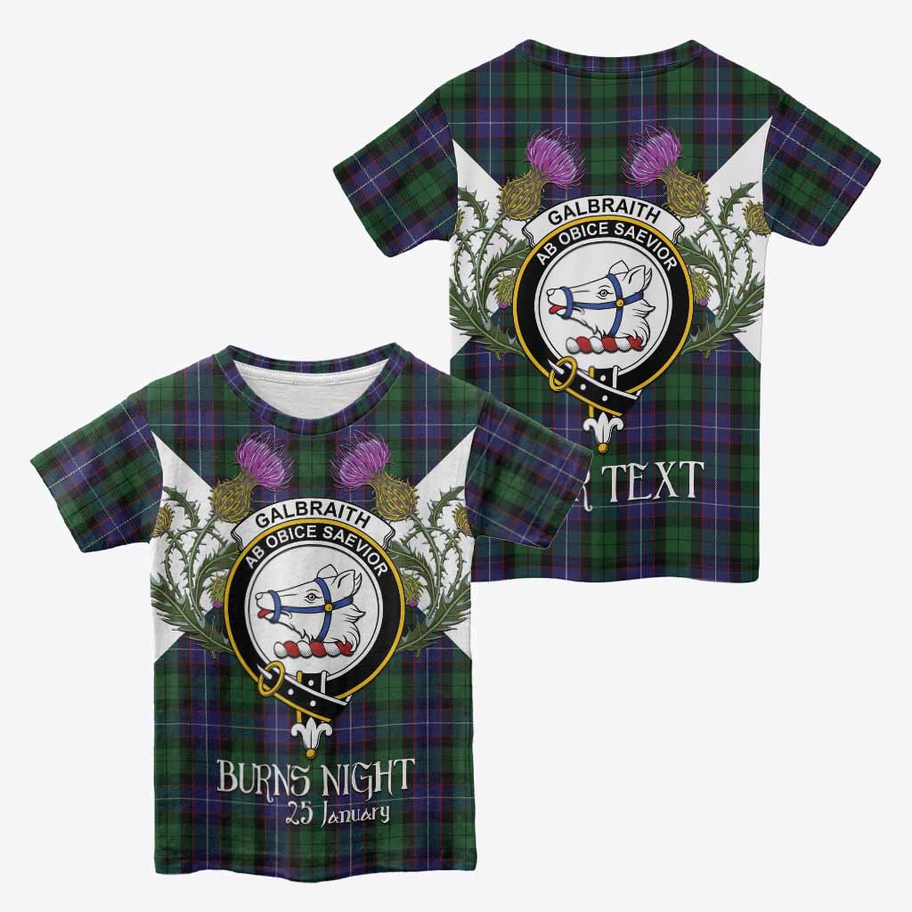 Galbraith Tartan Family Crest Kid T-shirt Scottish Burns Night Thistle Floral