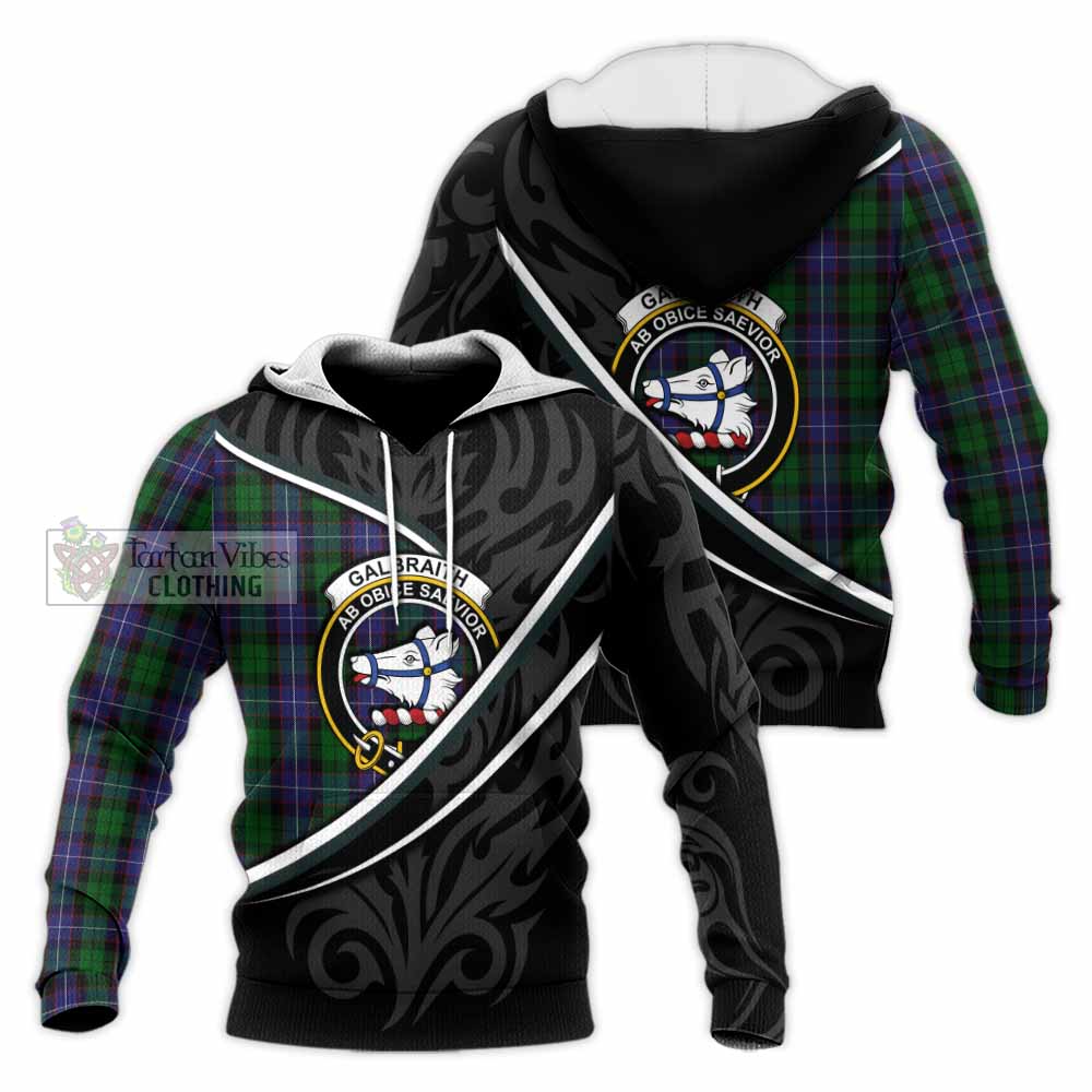 Galbraith Tartan Family Crest Knitted Hoodie Celtic Scottish Thistle Floral - Tartan Vibes Clothing
