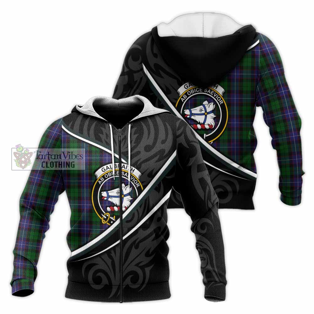 Galbraith Tartan Family Crest Knitted Hoodie Celtic Scottish Thistle Floral - Tartan Vibes Clothing
