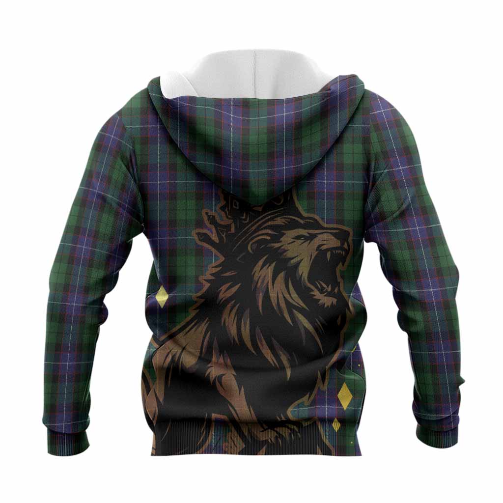 Galbraith Tartan Family Crest Knitted Hoodie Crowned Lion Roaring