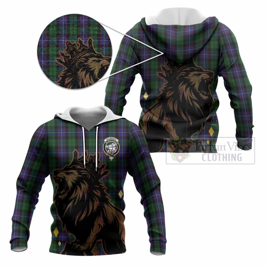 Galbraith Tartan Family Crest Knitted Hoodie Crowned Lion Roaring