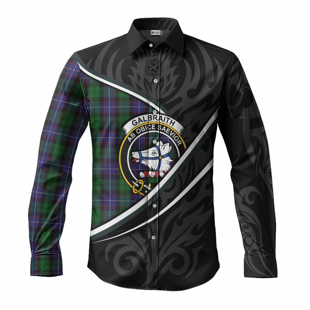 Galbraith Tartan Family Crest Long Sleeve Button Shirts Celtic Scottish Thistle Floral - Tartan Vibes Clothing