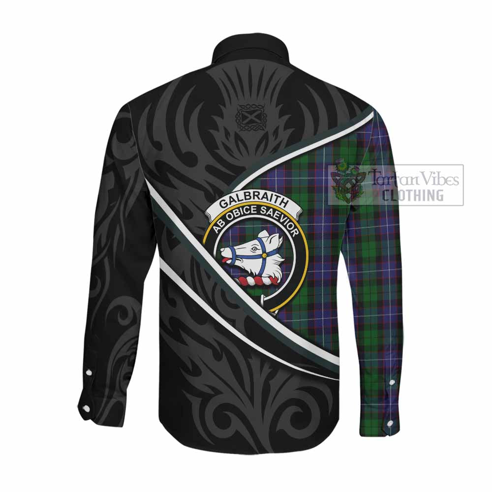 Galbraith Tartan Family Crest Long Sleeve Button Shirts Celtic Scottish Thistle Floral - Tartan Vibes Clothing